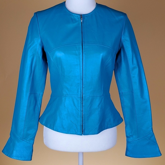 Shape FX Jackets & Blazers - Shape FX Turquoise Blue Leather Jacket